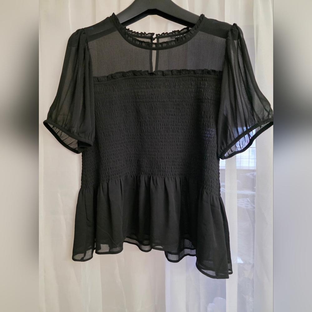 Torrid Black Sheer Ruffle Top